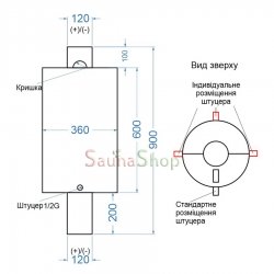 Бак 50л на трубі для лазні, нержавіюча сталь 1.0мм d120мм з кришкою