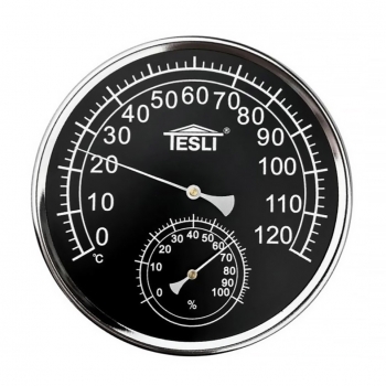 Великий термогігрометр для лазні Tesli D205 Black 