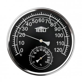 Великий термогігрометр для лазні Tesli D205 Black 