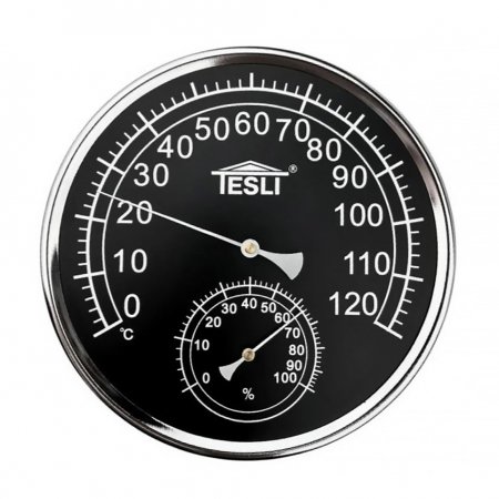 Великий термогігрометр для лазні Tesli D205 Black 