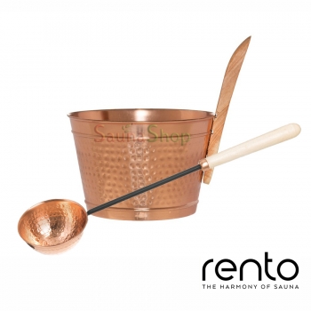 Мідний набір для сауни відро та черпак, Rento Classic