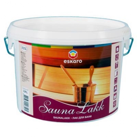 Полуматовый лак для стен бани Eskaro Saunalakk, 2.4л