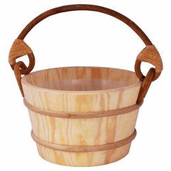 Шайка сосна + вставка+ротанговая ручка, 4л